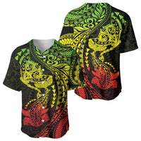 Hawaiian Manta Ray and Hammerhead Shark Tribal Tattoo Baseball Jersey with Polynesian Tribal Pattern Reggae Style LT03 - Polynesian Pride