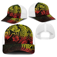 Hawaiian Manta Ray and Hammerhead Shark Tribal Tattoo Baseball Net Cap with Polynesian Tribal Pattern Reggae Style LT03 - Polynesian Pride
