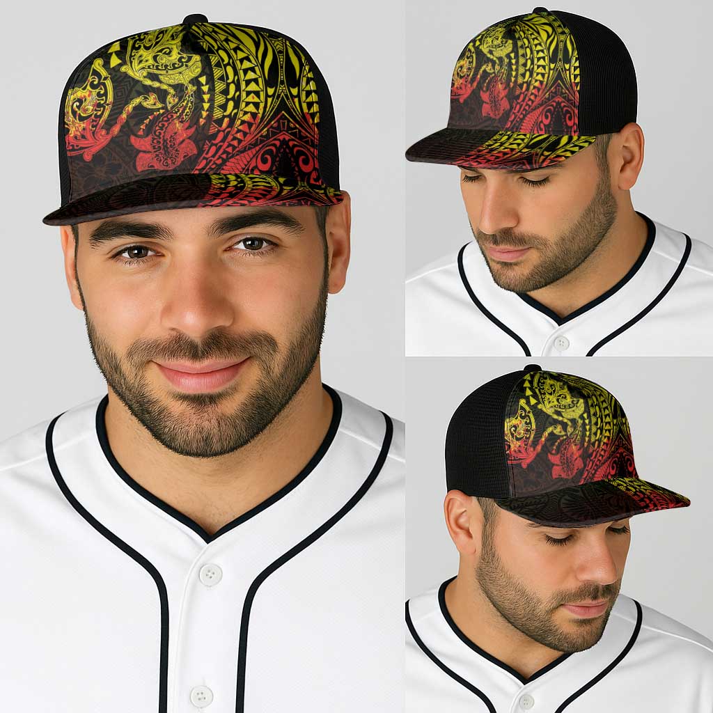 Hawaiian Manta Ray and Hammerhead Shark Tribal Tattoo Baseball Net Cap with Polynesian Tribal Pattern Reggae Style LT03 - Polynesian Pride