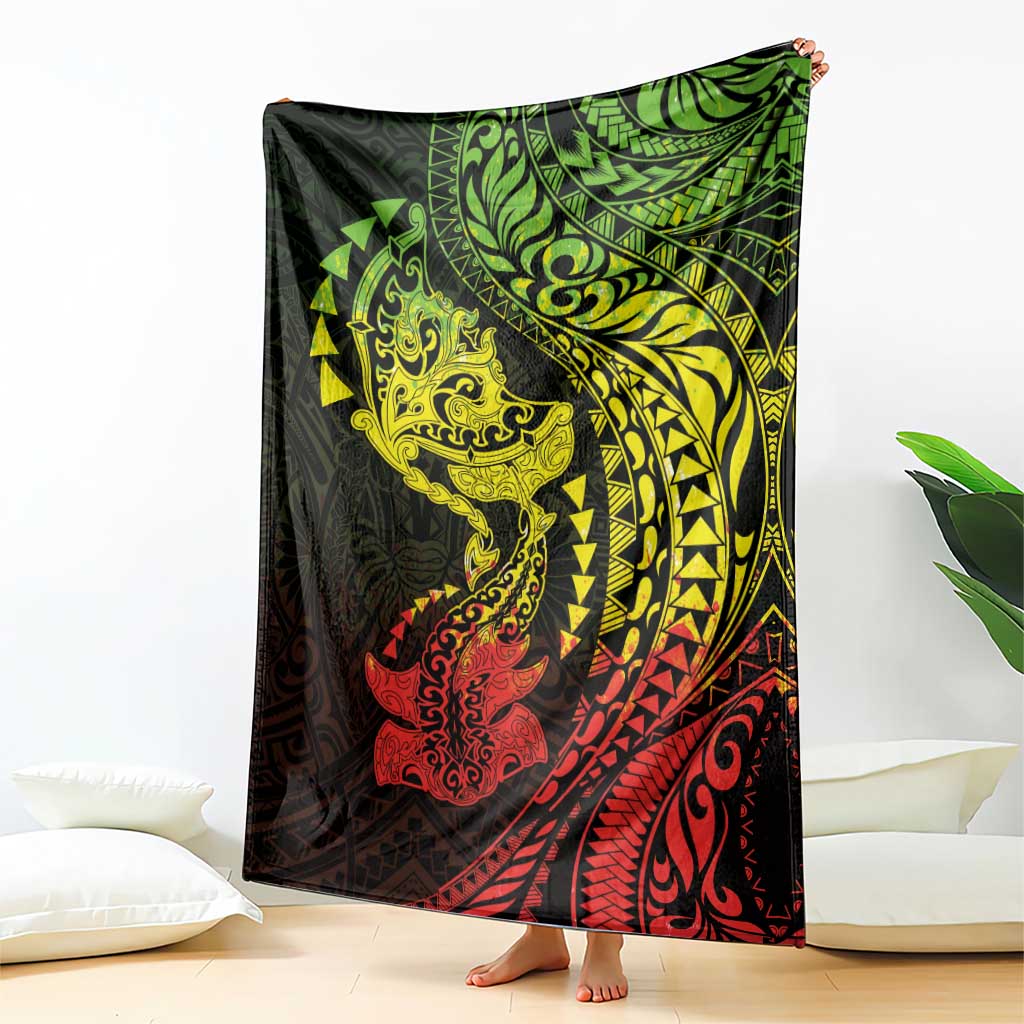 Hawaiian Manta Ray and Hammerhead Shark Tribal Tattoo Blanket with Polynesian Tribal Pattern Reggae Style LT03 - Polynesian Pride