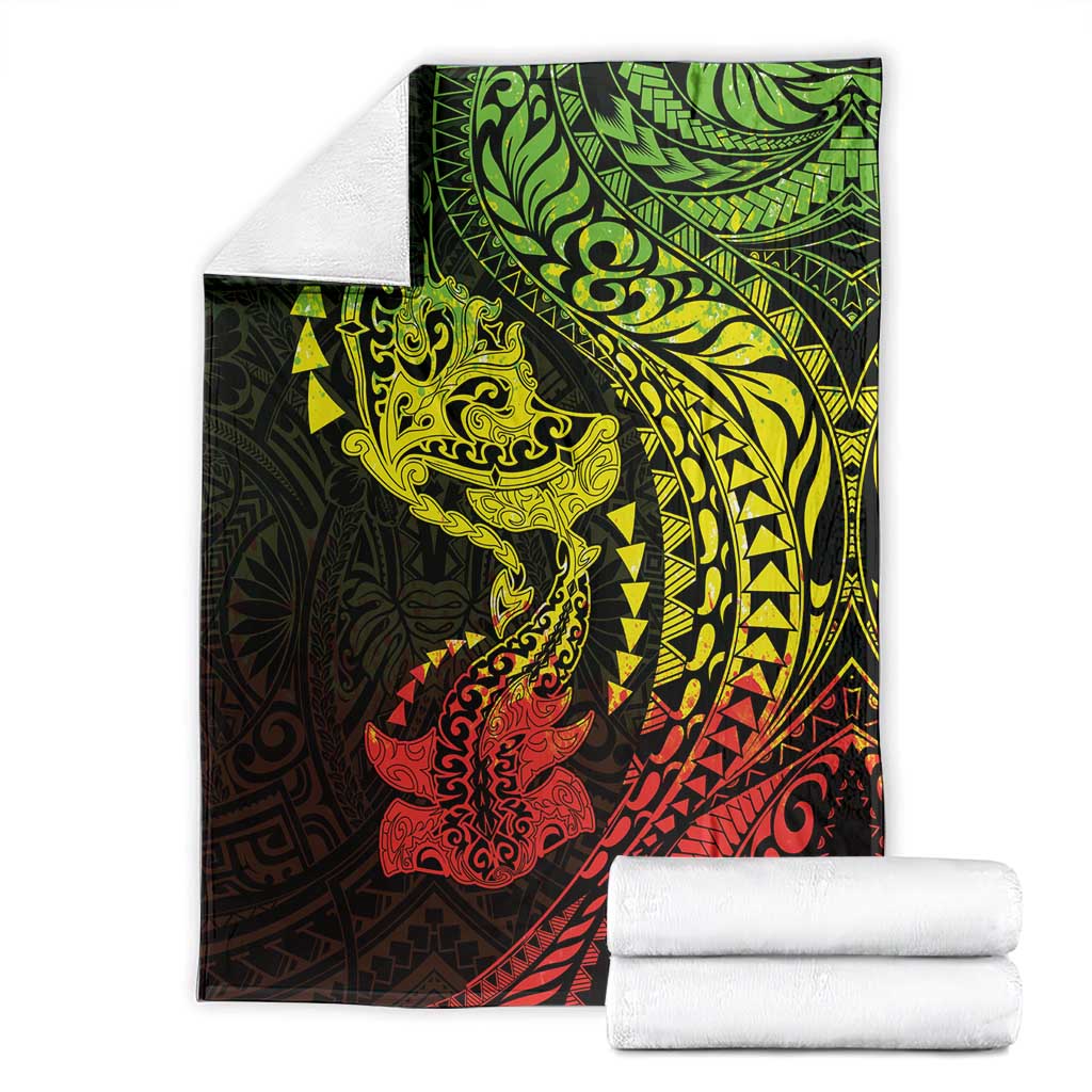 Hawaiian Manta Ray and Hammerhead Shark Tribal Tattoo Blanket with Polynesian Tribal Pattern Reggae Style LT03 - Polynesian Pride