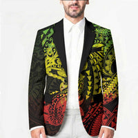 Hawaiian Manta Ray and Hammerhead Shark Tribal Tattoo Blazer with Polynesian Tribal Pattern Reggae Style LT03 - Polynesian Pride
