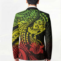 Hawaiian Manta Ray and Hammerhead Shark Tribal Tattoo Blazer with Polynesian Tribal Pattern Reggae Style LT03 - Polynesian Pride