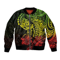 Hawaiian Manta Ray and Hammerhead Shark Tribal Tattoo Bomber Jacket with Polynesian Tribal Pattern Reggae Style LT03 Unisex Multicolor - Polynesian Pride