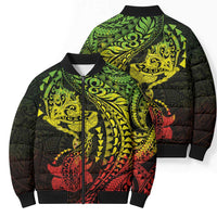Hawaiian Manta Ray and Hammerhead Shark Tribal Tattoo Bomber Puffer Jacket with Polynesian Tribal Pattern Reggae Style LT03 - Polynesian Pride