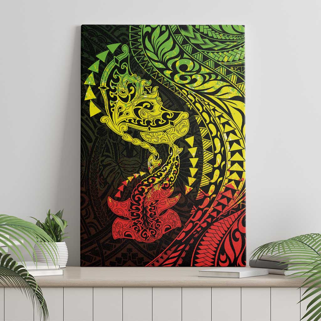 Hawaiian Manta Ray and Hammerhead Shark Tribal Tattoo Canvas Wall Art with Polynesian Tribal Pattern Reggae Style LT03 - Polynesian Pride