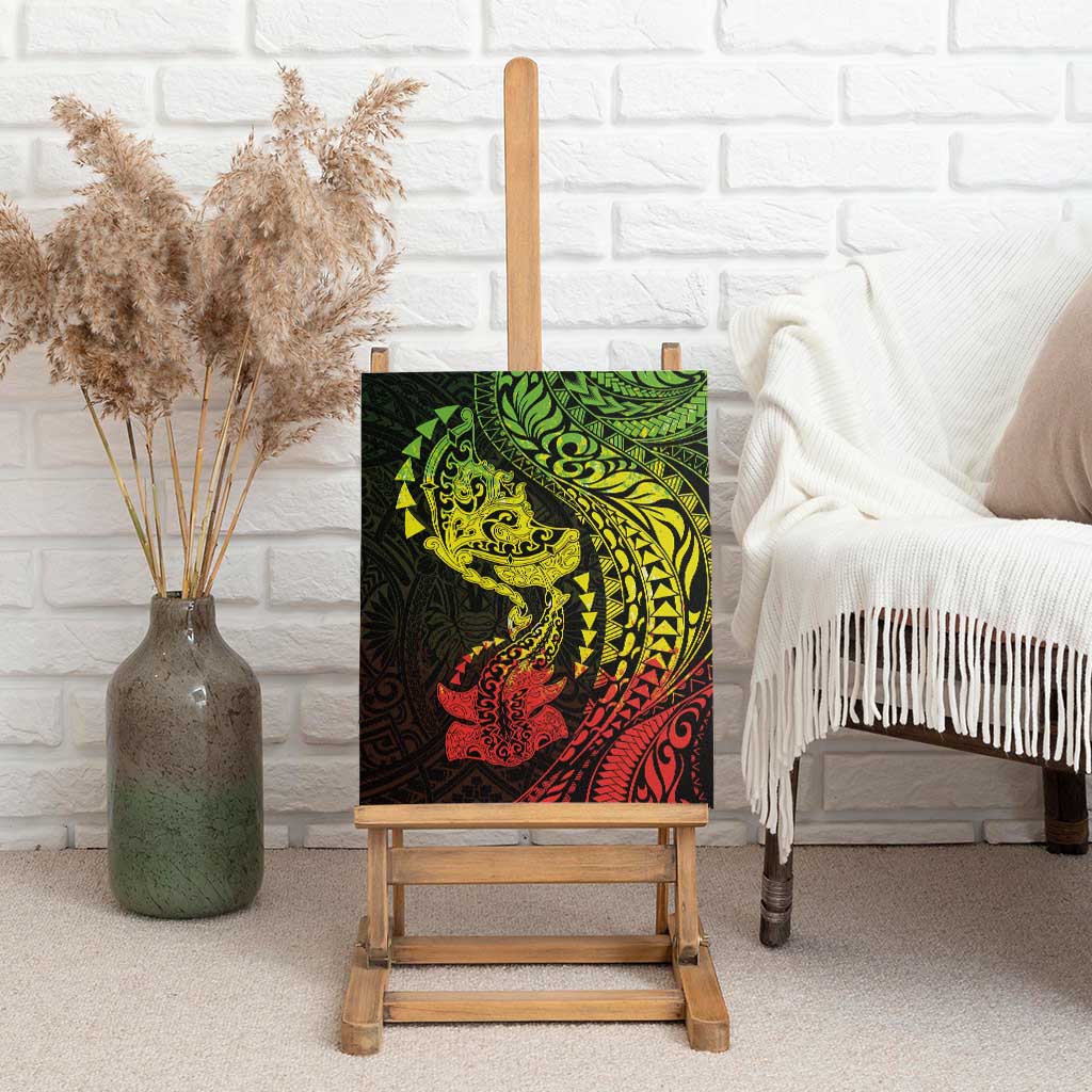 Hawaiian Manta Ray and Hammerhead Shark Tribal Tattoo Canvas Wall Art with Polynesian Tribal Pattern Reggae Style LT03 - Polynesian Pride