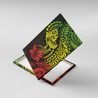 Hawaiian Manta Ray and Hammerhead Shark Tribal Tattoo Canvas Wall Art with Polynesian Tribal Pattern Reggae Style LT03 With Frame Multicolor - Polynesian Pride