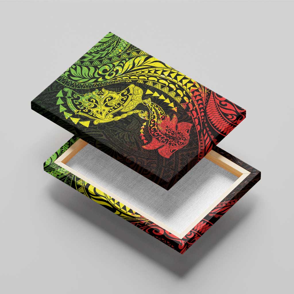 Hawaiian Manta Ray and Hammerhead Shark Tribal Tattoo Canvas Wall Art with Polynesian Tribal Pattern Reggae Style LT03 - Polynesian Pride