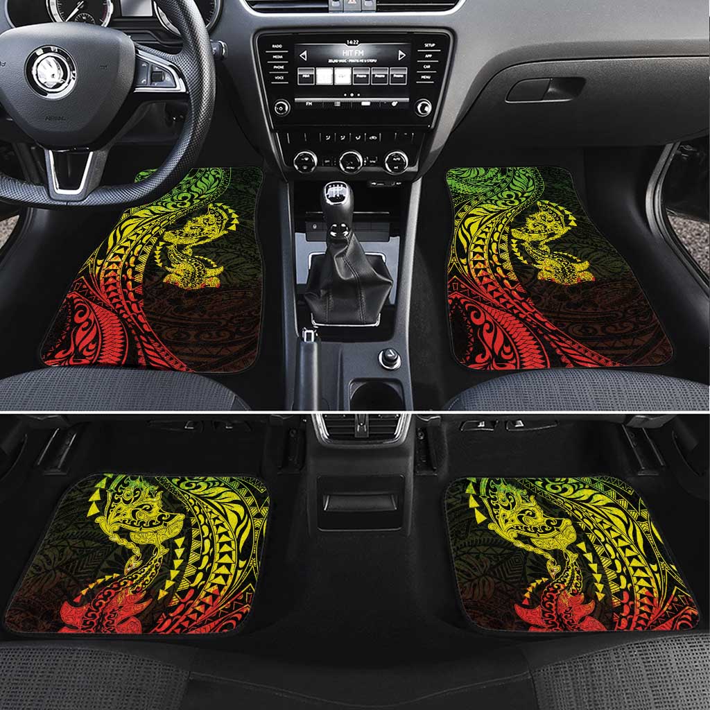 Hawaiian Manta Ray and Hammerhead Shark Tribal Tattoo Car Mats with Polynesian Tribal Pattern Reggae Style LT03 Set 4pcs Multicolor - Polynesian Pride