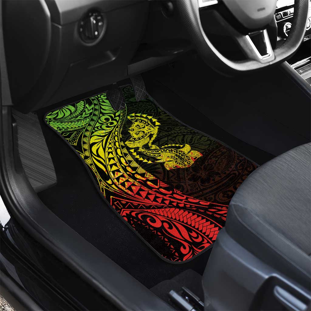 Hawaiian Manta Ray and Hammerhead Shark Tribal Tattoo Car Mats with Polynesian Tribal Pattern Reggae Style