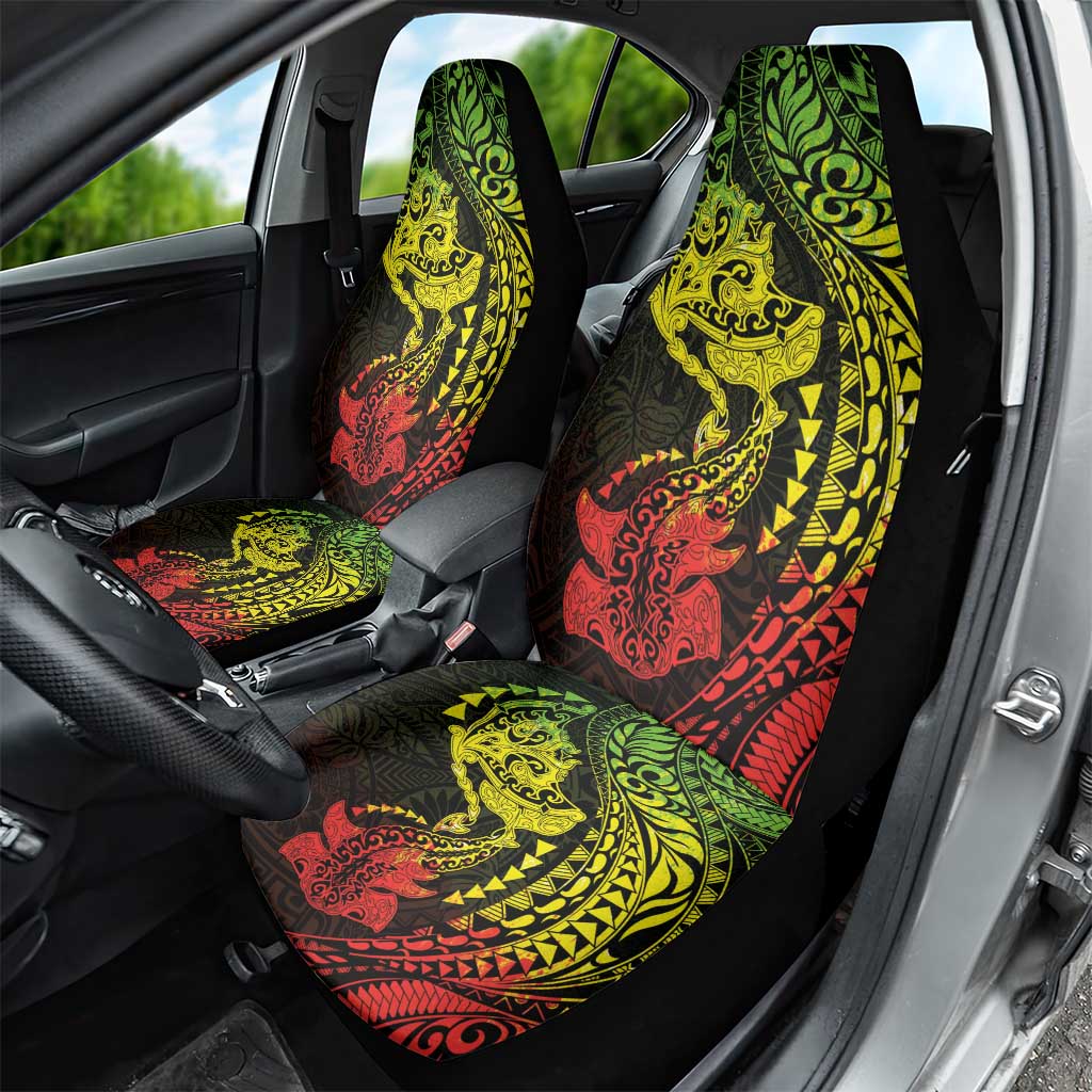 Hawaiian Manta Ray and Hammerhead Shark Tribal Tattoo Car Seat Cover with Polynesian Tribal Pattern Reggae Style LT03 - Polynesian Pride