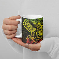 Hawaiian Manta Ray and Hammerhead Shark Tribal Tattoo Ceramic Mug with Polynesian Tribal Pattern Reggae Style LT03 - Polynesian Pride
