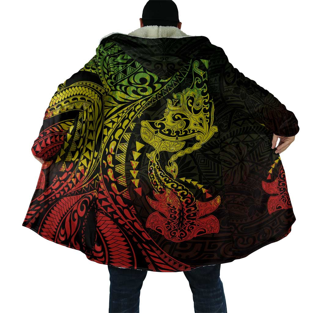 Hawaiian Manta Ray and Hammerhead Shark Tribal Tattoo Cloak with Polynesian Tribal Pattern Reggae Style LT03 - Polynesian Pride