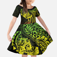 Hawaiian Manta Ray and Hammerhead Shark Tribal Tattoo Family Matching Long Sleeve Bodycon Dress and Hawaiian Shirt with Polynesian Tribal Pattern Reggae Style