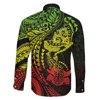 Hawaiian Manta Ray and Hammerhead Shark Tribal Tattoo Family Matching Mermaid Dress and Hawaiian Shirt with Polynesian Tribal Pattern Reggae Style