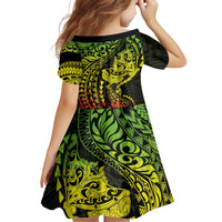 Hawaiian Manta Ray and Hammerhead Shark Tribal Tattoo Family Matching Off Shoulder Maxi Dress and Hawaiian Shirt with Polynesian Tribal Pattern Reggae Style