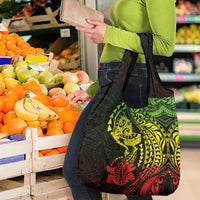 Hawaiian Manta Ray and Hammerhead Shark Tribal Tattoo Grocery Bag with Polynesian Tribal Pattern Reggae Style LT03 - Polynesian Pride