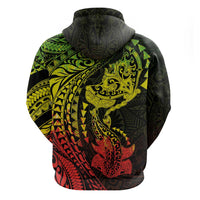 Hawaiian Manta Ray and Hammerhead Shark Tribal Tattoo Hoodie with Polynesian Tribal Pattern Reggae Style LT03 - Polynesian Pride