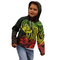 Hawaiian Manta Ray and Hammerhead Shark Tribal Tattoo Kid Hoodie with Polynesian Tribal Pattern Reggae Style LT03 - Polynesian Pride