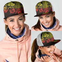 Hawaiian Manta Ray and Hammerhead Shark Tribal Tattoo Mesh Trucker Cap with Polynesian Tribal Pattern Reggae Style LT03 - Polynesian Pride