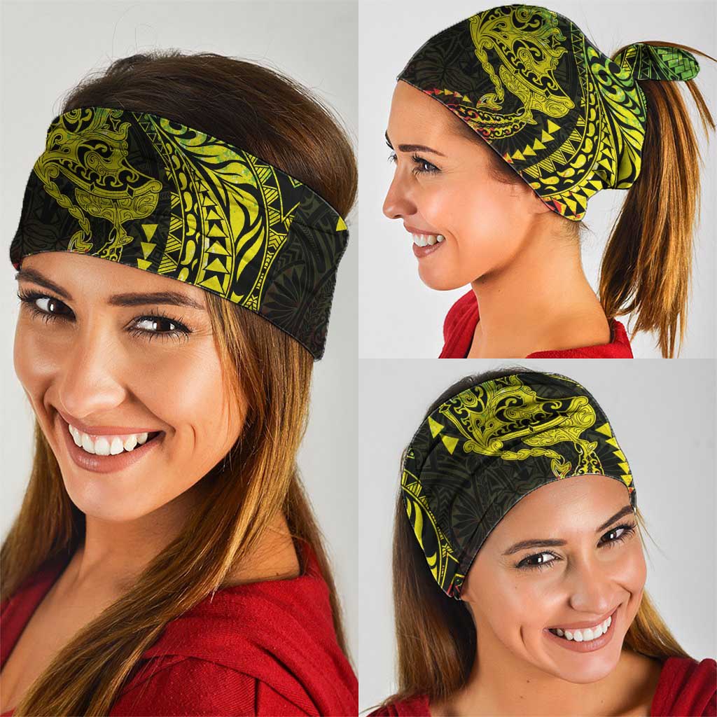 Hawaiian Manta Ray and Hammerhead Shark Tribal Tattoo Neck Gaiter with Polynesian Tribal Pattern Reggae Style LT03 - Polynesian Pride