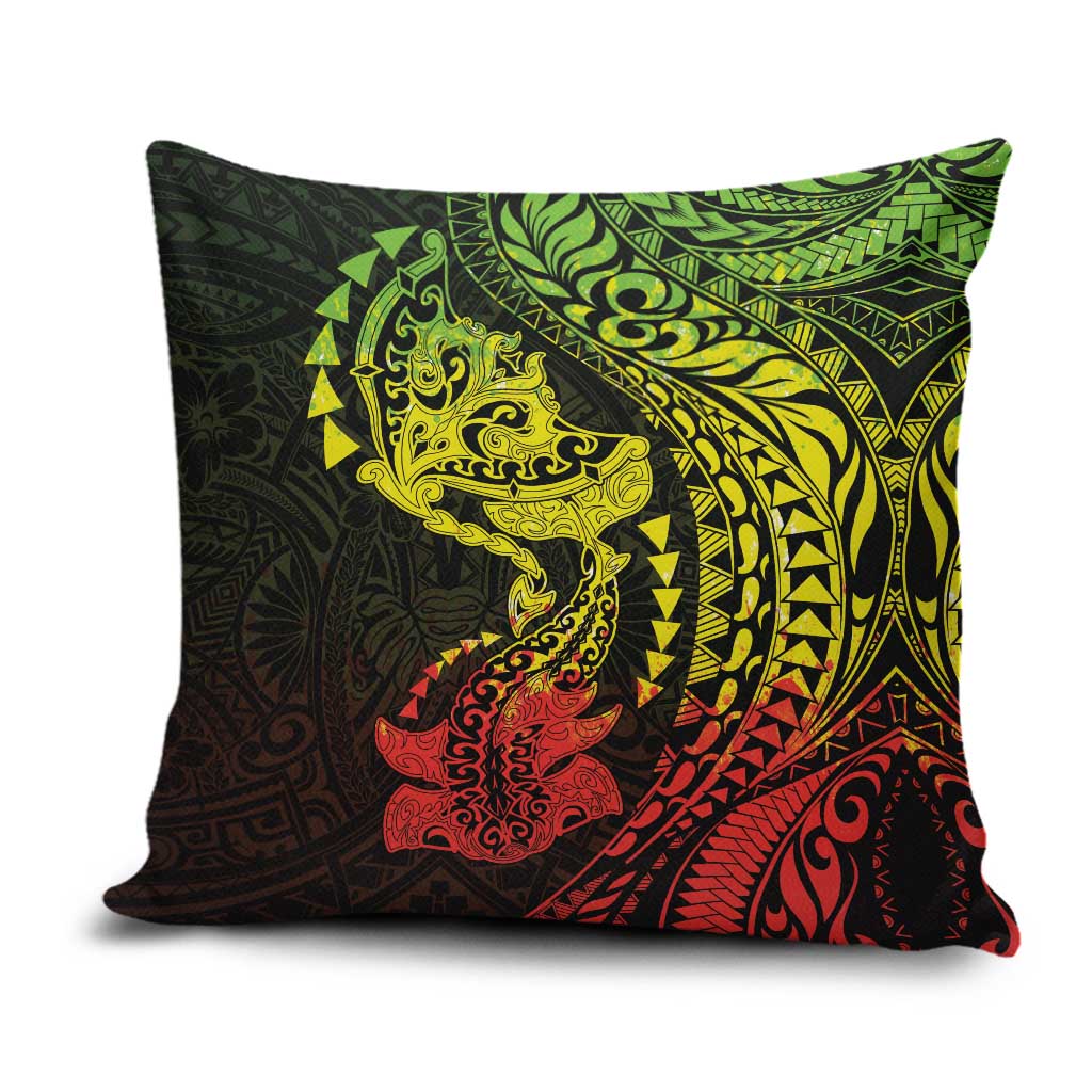 Hawaiian Manta Ray and Hammerhead Shark Tribal Tattoo Pillow Cover with Polynesian Tribal Pattern Reggae Style LT03 Multicolor - Polynesian Pride