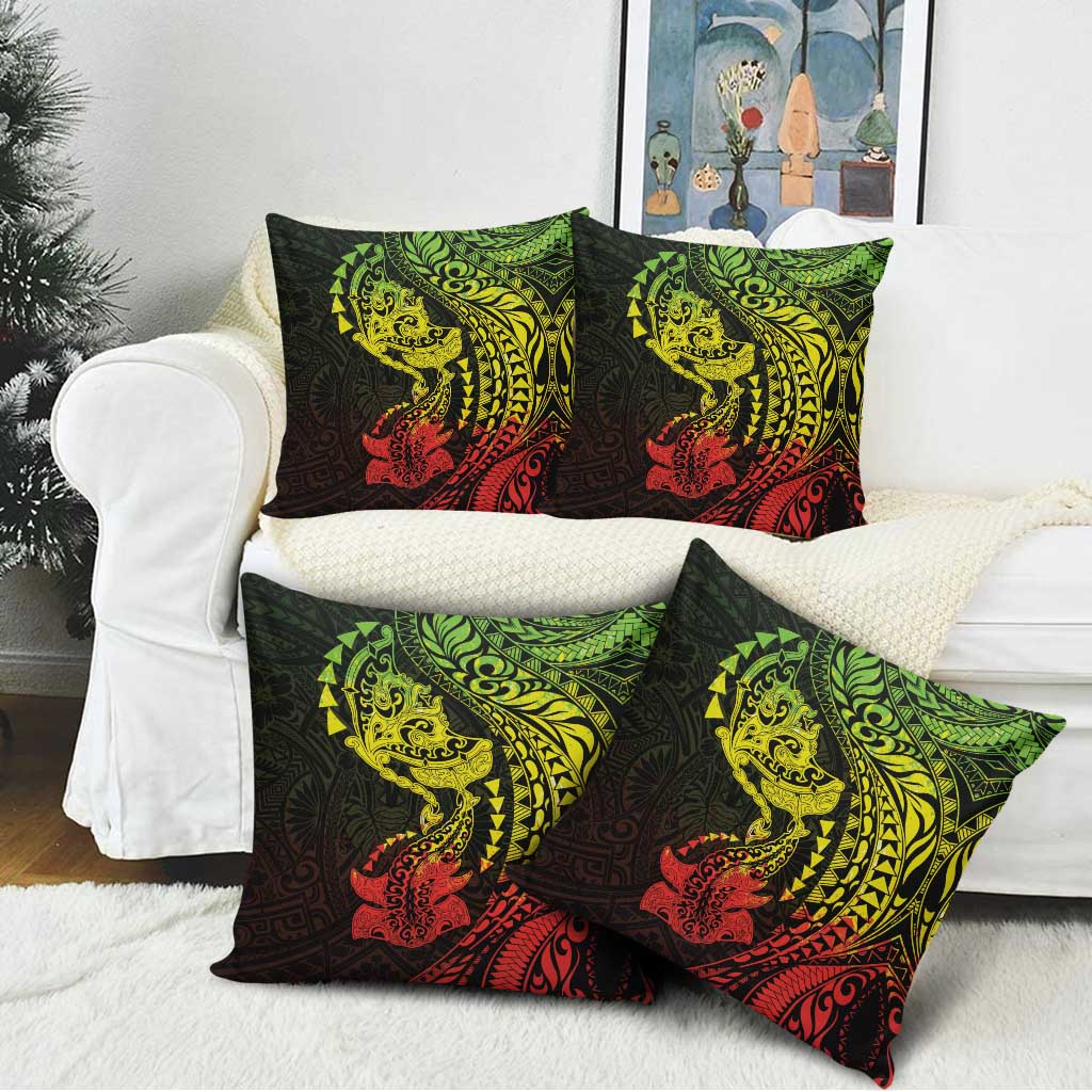Hawaiian Manta Ray and Hammerhead Shark Tribal Tattoo Pillow Cover with Polynesian Tribal Pattern Reggae Style LT03 - Polynesian Pride