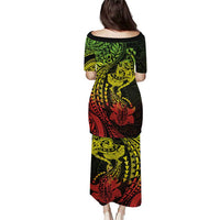Hawaiian Manta Ray and Hammerhead Shark Tribal Tattoo Puletasi with Polynesian Tribal Pattern Reggae Style LT03 - Polynesian Pride