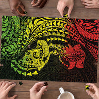Hawaiian Manta Ray and Hammerhead Shark Tribal Tattoo Puzzle with Polynesian Tribal Pattern Reggae Style LT03 - Polynesian Pride