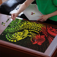 Hawaiian Manta Ray and Hammerhead Shark Tribal Tattoo Puzzle with Polynesian Tribal Pattern Reggae Style LT03 - Polynesian Pride