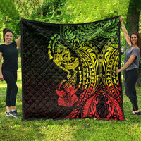 Hawaiian Manta Ray and Hammerhead Shark Tribal Tattoo Quilt with Polynesian Tribal Pattern Reggae Style LT03 - Polynesian Pride
