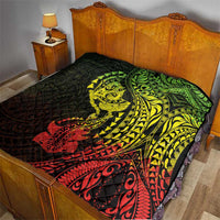 Hawaiian Manta Ray and Hammerhead Shark Tribal Tattoo Quilt with Polynesian Tribal Pattern Reggae Style LT03 - Polynesian Pride