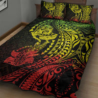 Hawaiian Manta Ray and Hammerhead Shark Tribal Tattoo Quilt Bed Set with Polynesian Tribal Pattern Reggae Style LT03 - Polynesian Pride