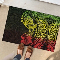 Hawaiian Manta Ray and Hammerhead Shark Tribal Tattoo Rubber Doormat with Polynesian Tribal Pattern Reggae Style LT03 - Polynesian Pride