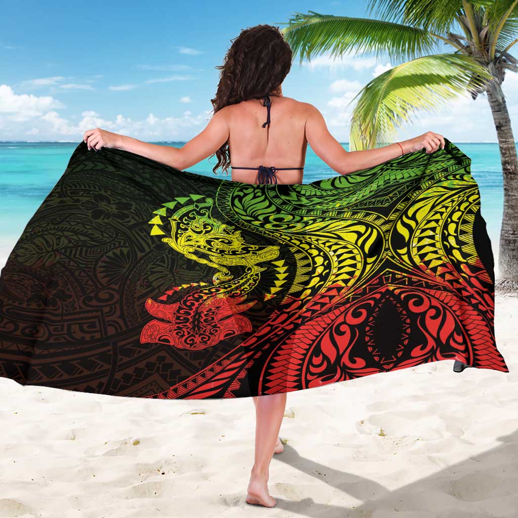 Hawaiian Manta Ray and Hammerhead Shark Tribal Tattoo Sarong with Polynesian Tribal Pattern Reggae Style LT03 - Polynesian Pride