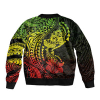 Hawaiian Manta Ray and Hammerhead Shark Tribal Tattoo Sleeve Zip Bomber Jacket with Polynesian Tribal Pattern Reggae Style LT03 - Polynesian Pride