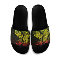Hawaiian Manta Ray and Hammerhead Shark Tribal Tattoo Slide Sandals with Polynesian Tribal Pattern Reggae Style LT03 Multicolor - Polynesian Pride