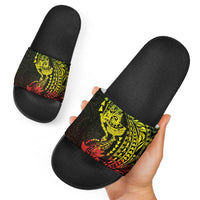Hawaiian Manta Ray and Hammerhead Shark Tribal Tattoo Slide Sandals with Polynesian Tribal Pattern Reggae Style LT03 - Polynesian Pride