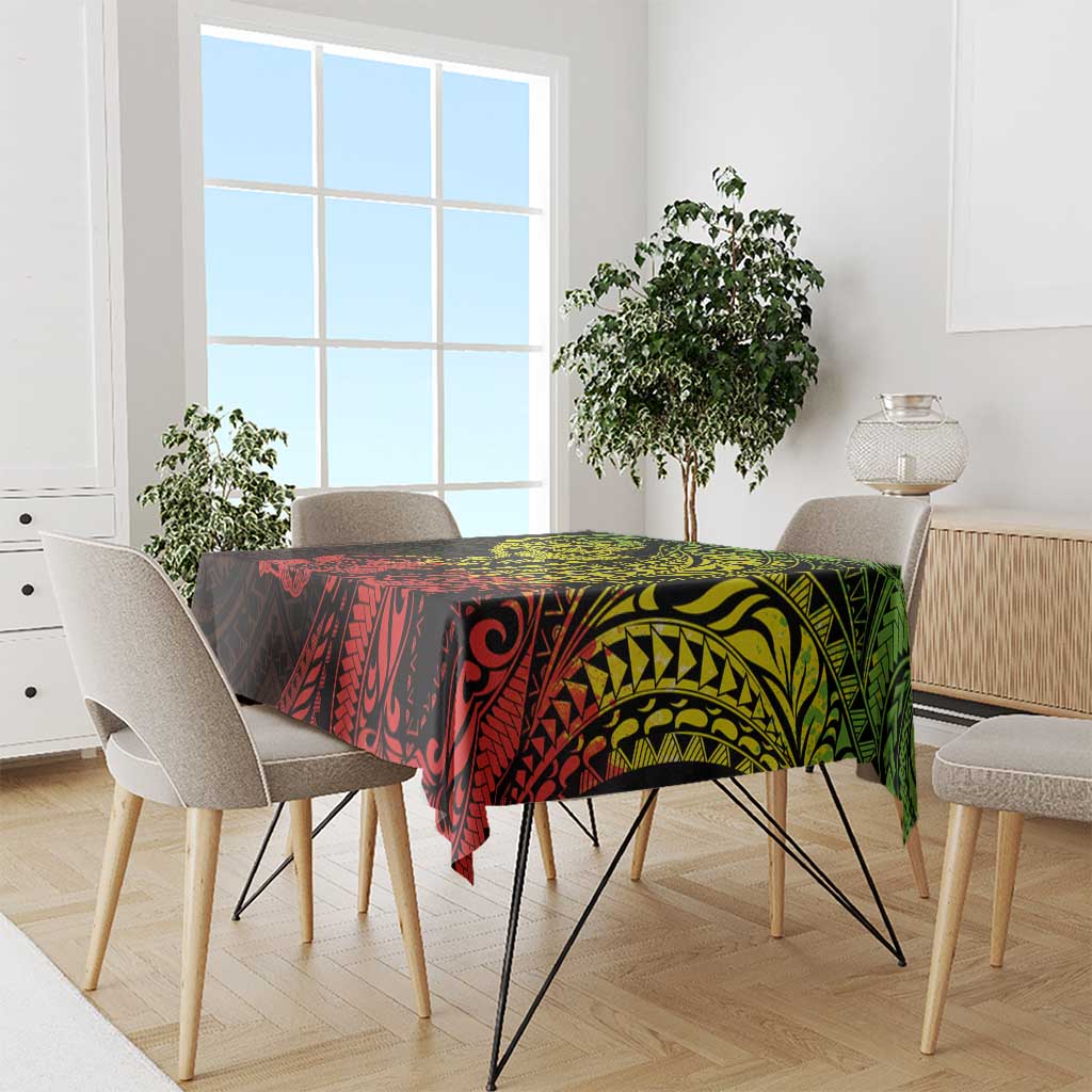 Hawaiian Manta Ray and Hammerhead Shark Tribal Tattoo Tablecloth with Polynesian Tribal Pattern Reggae Style LT03 - Polynesian Pride