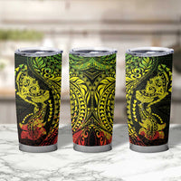 Hawaiian Manta Ray and Hammerhead Shark Tribal Tattoo Tumbler Cup with Polynesian Tribal Pattern Reggae Style LT03 - Polynesian Pride