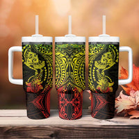 Hawaiian Manta Ray and Hammerhead Shark Tribal Tattoo Tumbler With Handle with Polynesian Tribal Pattern Reggae Style LT03 - Polynesian Pride
