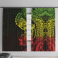 Hawaiian Manta Ray and Hammerhead Shark Tribal Tattoo Window Curtain with Polynesian Tribal Pattern Reggae Style LT03 With Hooks Multicolor - Polynesian Pride