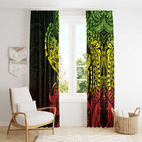 Hawaiian Manta Ray and Hammerhead Shark Tribal Tattoo Window Curtain with Polynesian Tribal Pattern Reggae Style LT03 - Polynesian Pride