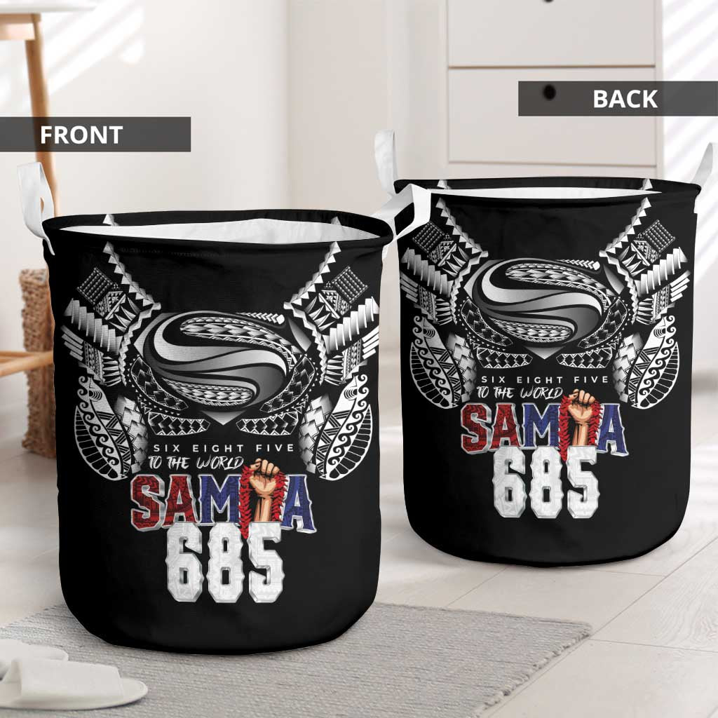 Super Samoa-Six Eight Five to The World Laundry Basket Traditional Samoan Tattoo Black Color LT03 - Polynesian Pride