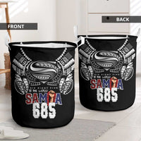 Super Samoa-Six Eight Five to The World Laundry Basket Traditional Samoan Tattoo Black Color LT03 - Polynesian Pride