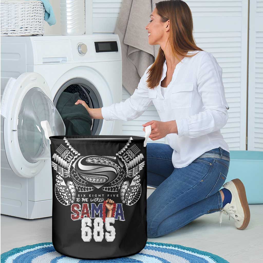 Super Samoa-Six Eight Five to The World Laundry Basket Traditional Samoan Tattoo Black Color LT03 - Polynesian Pride