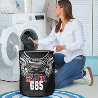 Super Samoa-Six Eight Five to The World Laundry Basket Traditional Samoan Tattoo Black Color LT03 - Polynesian Pride