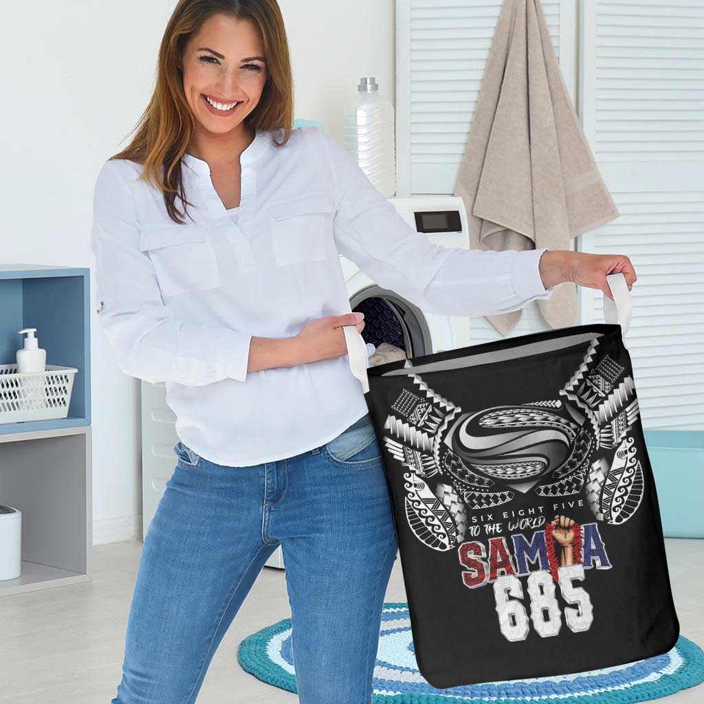 Super Samoa-Six Eight Five to The World Laundry Basket Traditional Samoan Tattoo Black Color LT03 - Polynesian Pride