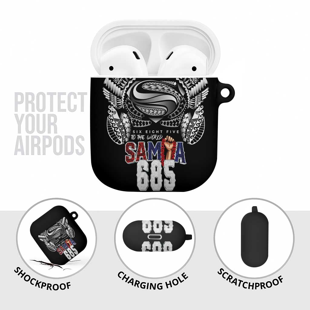 Super Samoa-Six Eight Five to The World AirPods Case Traditional Samoan Tattoo Black Color
